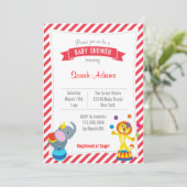 サーカスの動物のベビーシャワーの招待状の赤 招待状 (スタンド正面)