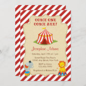 サーカスの動物のベビーシャワーの招待状 招待状 (正面/裏面)