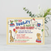 サーカスの動物のベビーシャワーの招待状-黄色 招待状 (スタンド正面)