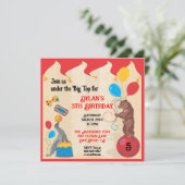 サーカスの動物の誕生日パーティー招待状カード 招待状 (スタンド正面)