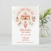 サーカスの動物の3歳誕生日パーティー招待状 招待状 (スタンド正面)