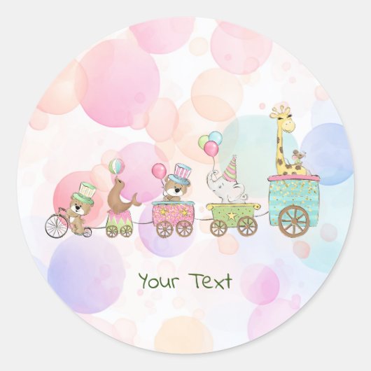 サーカスの動物ステッカー ラウンドシール (正面)