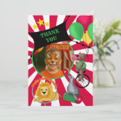 サーカスの動物 子供用 フラット サンクス カード (スタンド正面)