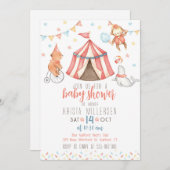 サーカスの動物　男女兼用ベビーシャワーの招待状 招待状 (正面/裏面)