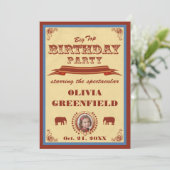 サーカスの大テントの誕生日のパーティの招待状 招待状 (スタンド正面)