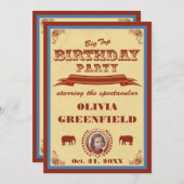 サーカスの大テントの誕生日のパーティの招待状 招待状 (正面/裏面)