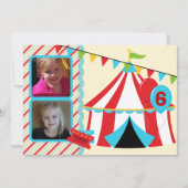サーカスの大テントの誕生日の招待状の下のカスタムな写真 招待状 (正面)