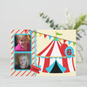 サーカスの大テントの誕生日の招待状の下のカスタムな写真 招待状 (スタンド正面)
