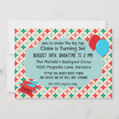 サーカスの大テントの誕生日の招待状の下のカスタムな写真 招待状 (裏面)