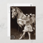 サーカスの女の子と馬ヴィンテージ ポストカード (正面/裏面)