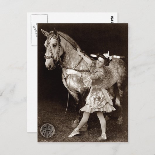 サーカスの女の子と馬 ポストカード (正面/裏面)