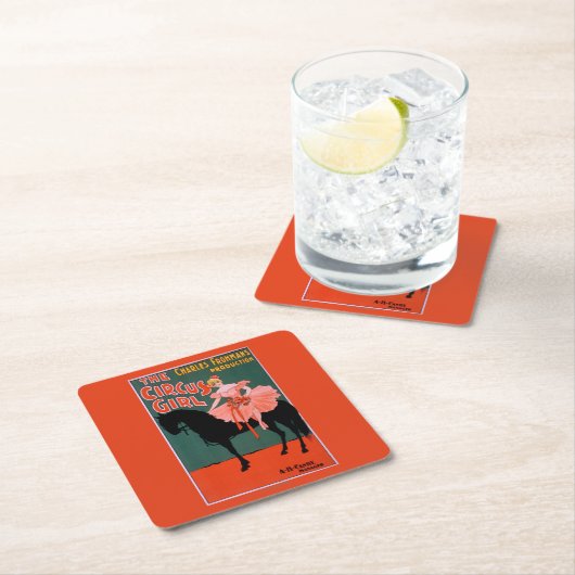 サーカスの女の子-馬の素人の演劇の女性 スクエアペーパーコースター (インサイチュ)