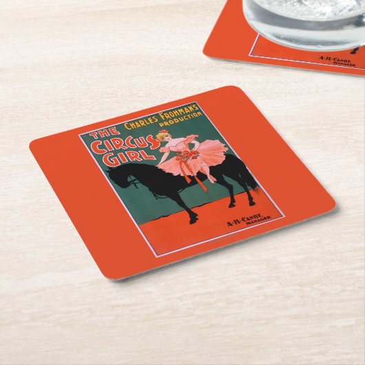 サーカスの女の子-馬の素人の演劇の女性 スクエアペーパーコースター (アングル)