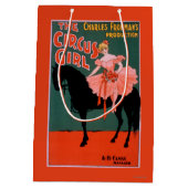 サーカスの女の子-馬の素人の演劇の女性 ミディアムペーパーバッグ (裏面)