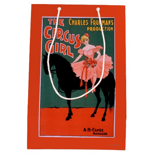 サーカスの女の子-馬の素人の演劇の女性 ミディアムペーパーバッグ (裏面)