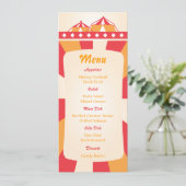 サーカスの結婚式の披露宴メニュー - 赤とオレンジ 招待状 (スタンド正面)