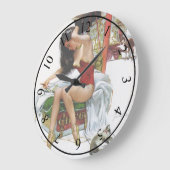 サーカスの美しいのヴィンテージの芸術Pinの女の子 ラージ壁時計 (傾斜)