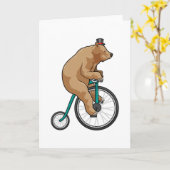 サーカスの自転車に乗るクマ カード (黄色い花)