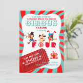 サーカスの華々しい4歳誕生日 男の子 女の子 最高のショー 招待状 (スタンド正面)
