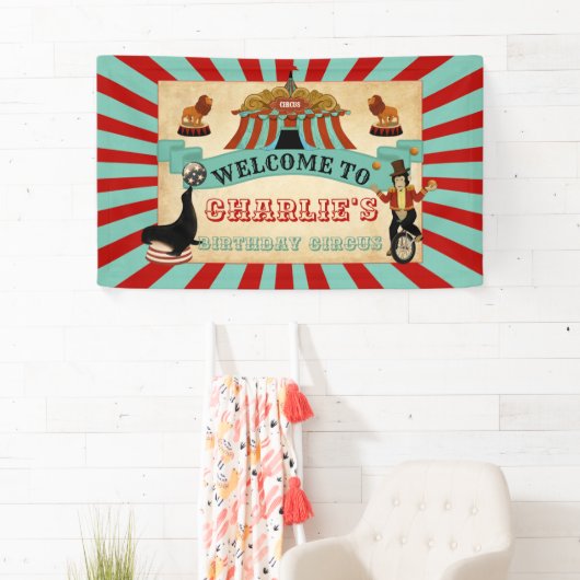 サーカスの誕生会の旗への歓迎 横断幕 (インサイチュ)