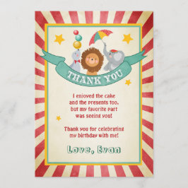 サーカスの誕生日のサンキューカードのカーニバルのヴィンテージ サンキューカード