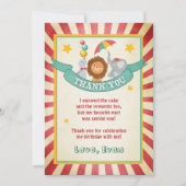 サーカスの誕生日のサンキューカードのカーニバルのヴィンテージ サンキューカード (正面)