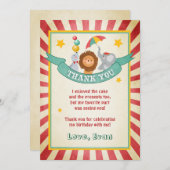 サーカスの誕生日のサンキューカードのカーニバルのヴィンテージ サンキューカード (正面/裏面)