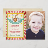 サーカスの誕生日のサンキューカードのカーニバルのヴィンテージ サンキューカード (正面/裏面)