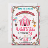 サーカスの誕生日の招待ヴィンテージカーニバルの子供 招待状 (正面)