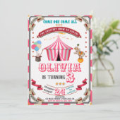 サーカスの誕生日の招待ヴィンテージカーニバルの子供 招待状 (スタンド正面)