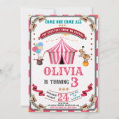 サーカスの誕生日の招待ヴィンテージフェスティバルの子供 招待状 (正面)