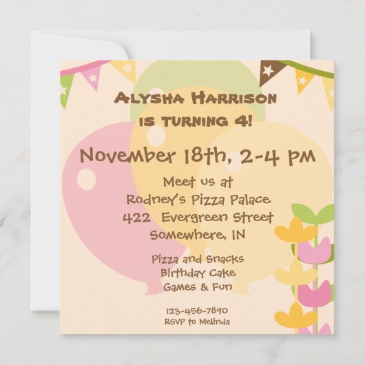 サーカスの誕生日の招待状の上のステップ権利 招待状 (裏面)