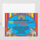 サーカスの誕生日の招待 招待状 (正面/裏面)