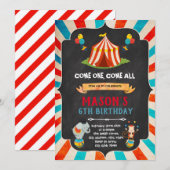 サーカスの誕生日シャワーパーティー招待状 招待状 (正面/裏面)