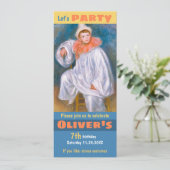 サーカスの誕生日テーマCC1067ルノアールホワイトピエロ 招待状 (スタンド正面)