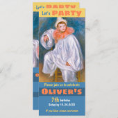 サーカスの誕生日テーマCC1067ルノアールホワイトピエロ 招待状 (正面/裏面)