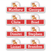 サーカスの誕生日パーティーの好意の名前タイガー漫画 シール (正面)