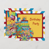 サーカスの誕生日パーティー 招待状 (正面/裏面)