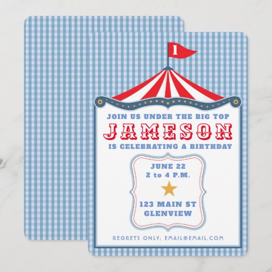 サーカスの誕生日 招待状 (正面/裏面)