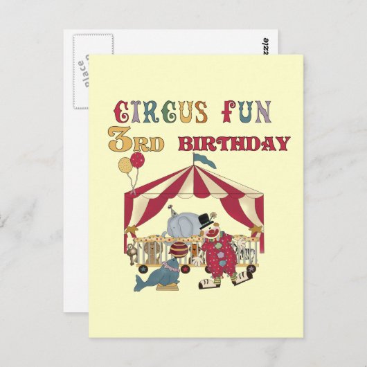 サーカスの誕生日Tシャツとギフト ポストカード (正面/裏面)