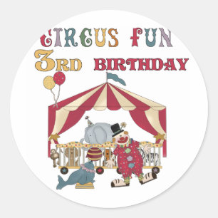 サーカスの誕生日Tシャツとギフト ラウンドシール