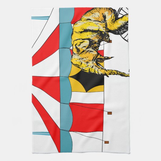 サーカスの象の記憶の中のサーカスの記念品 キッチンタオル (縦)