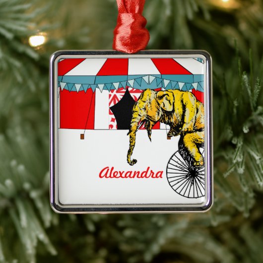 サーカスの象の記憶の中のサーカスの記念品 メタルオーナメント (ツリー)