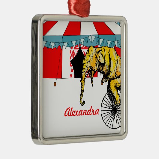サーカスの象の記憶の中のサーカスの記念品 メタルオーナメント (右)
