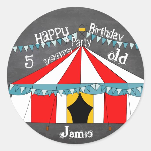 サーカスの象の記憶の中のサーカスの記念品 ラウンドシール (正面)
