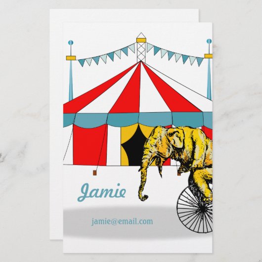 サーカスの象の記憶の中のサーカスの記念品 便箋 (正面/裏面)