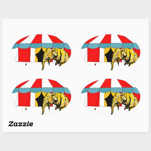 サーカスの象の記憶の中のサーカスの記念品 楕円形シール (シート)