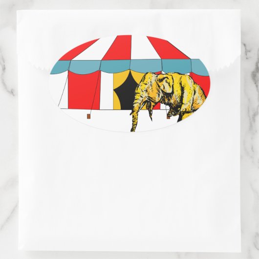 サーカスの象の記憶の中のサーカスの記念品 楕円形シール (バッグ)