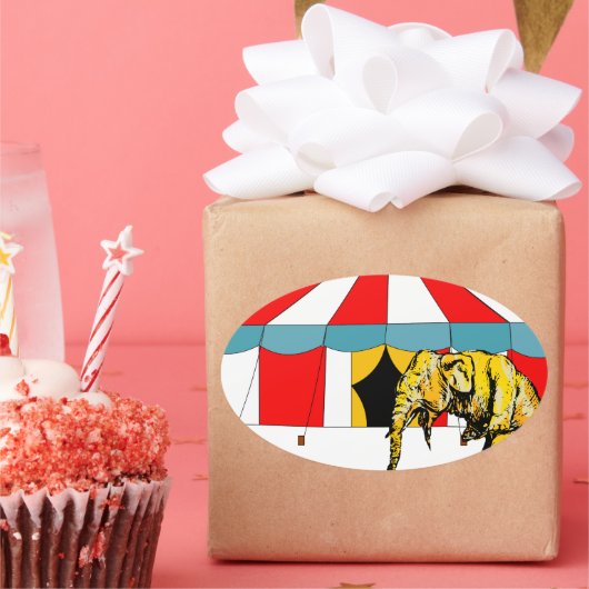 サーカスの象の記憶の中のサーカスの記念品 楕円形シール (パーティー)