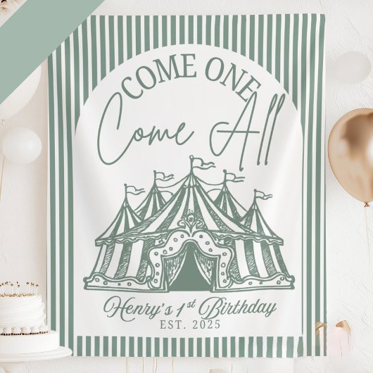 サーカスの1歳の誕生日のためのカスタムCome ONE Come Allバナー タペストリー
